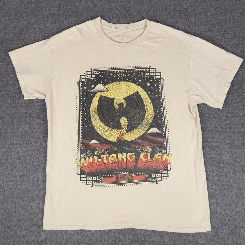 Wu-Tang Clan Shirt Mens Medium Beige Tiger Style Hartford CT Tour Tee T-Shirt